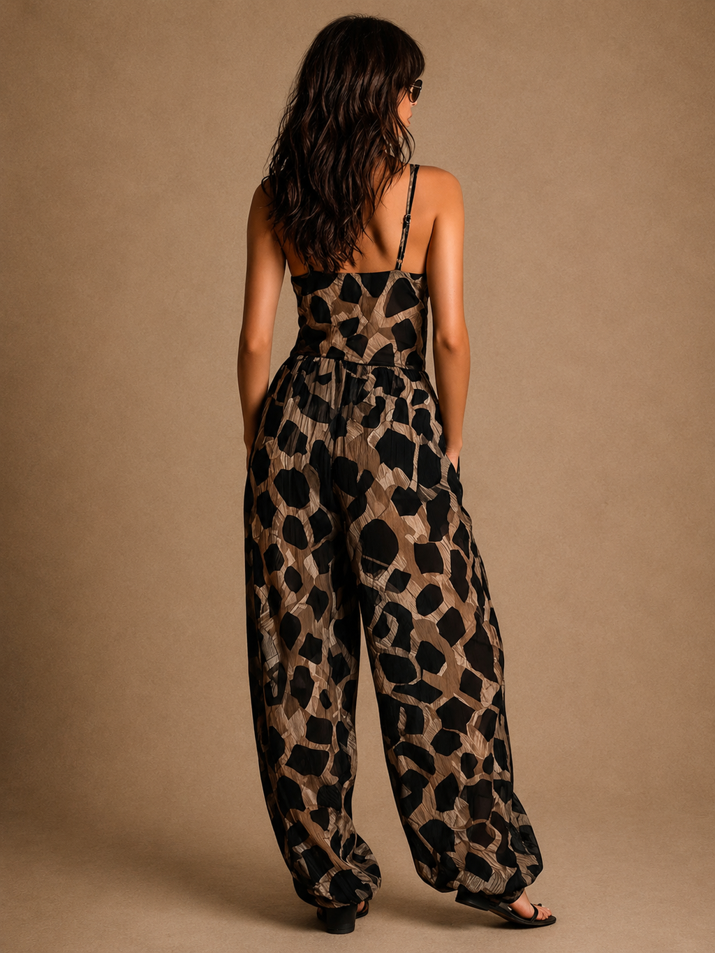 Selene | Tuta lunga in chiffon animalier