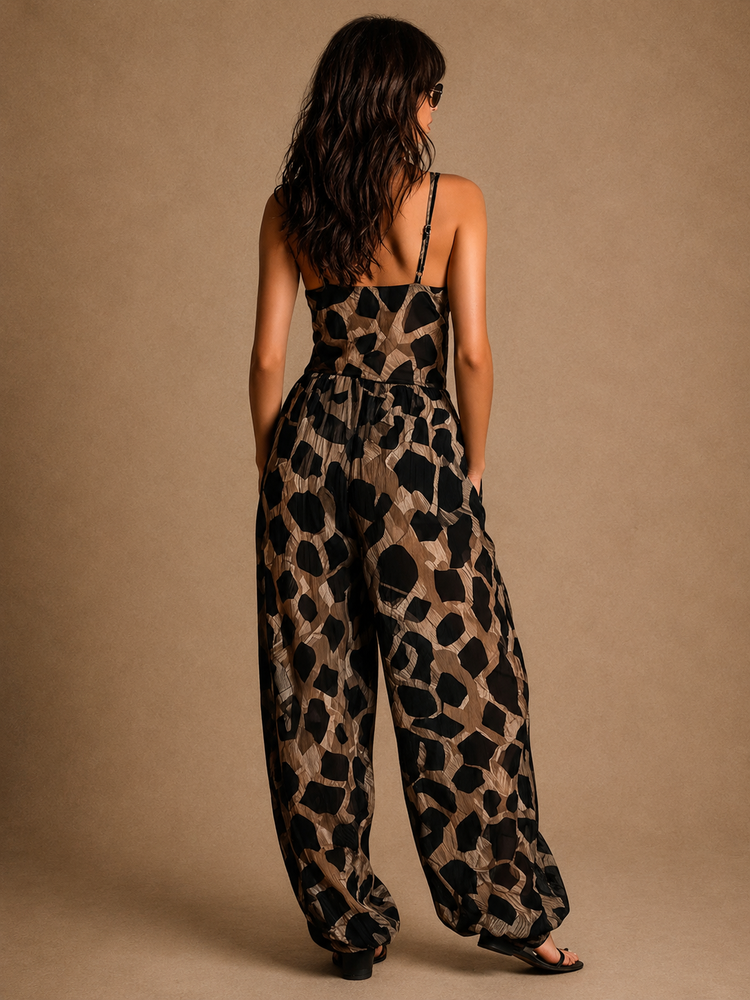 Selene | Tuta lunga in chiffon animalier