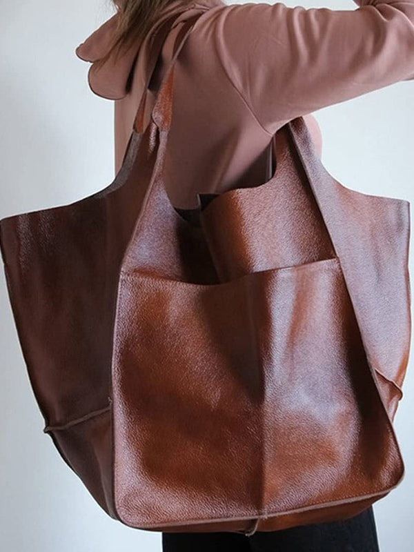 Borsa a spalla grande in morbida pelle con grande capacità