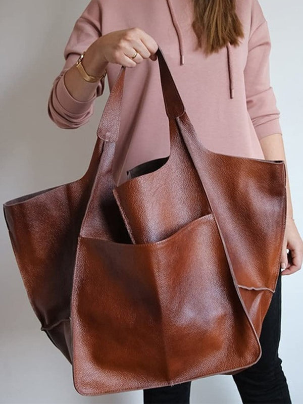 Borsa a spalla grande in morbida pelle con grande capacità