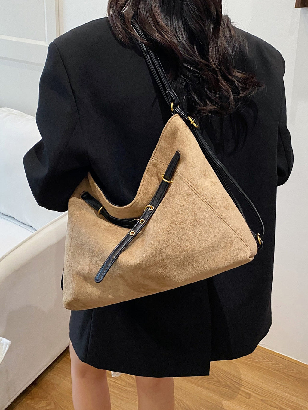 Borsa a tracolla multifunzionale in pelle scamosciata vintage di alta gamma
