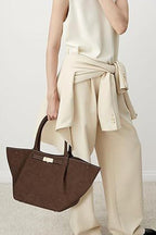 Borsa tote versatile in finta pelle scamosciata vintage