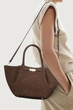 Borsa tote versatile in finta pelle scamosciata vintage