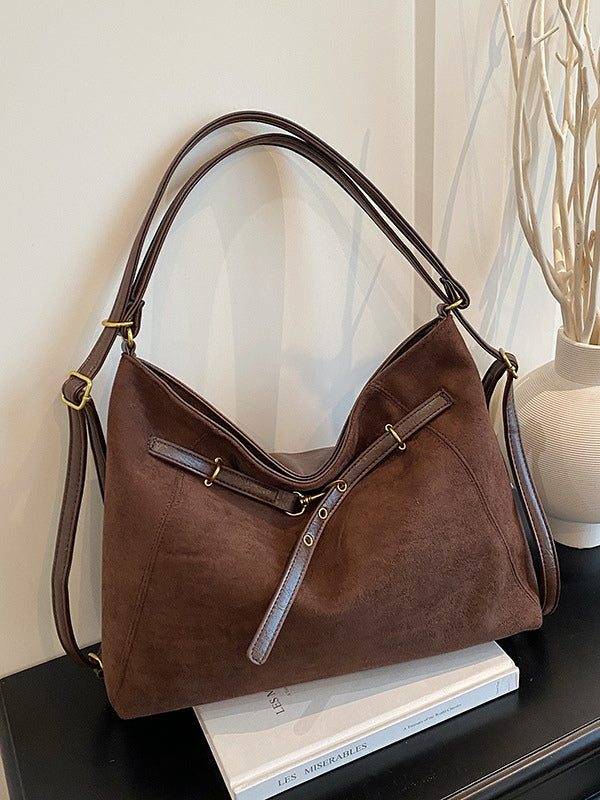 Borsa a tracolla multifunzionale in pelle scamosciata vintage di alta gamma