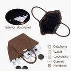 Borsa tote versatile in finta pelle scamosciata vintage