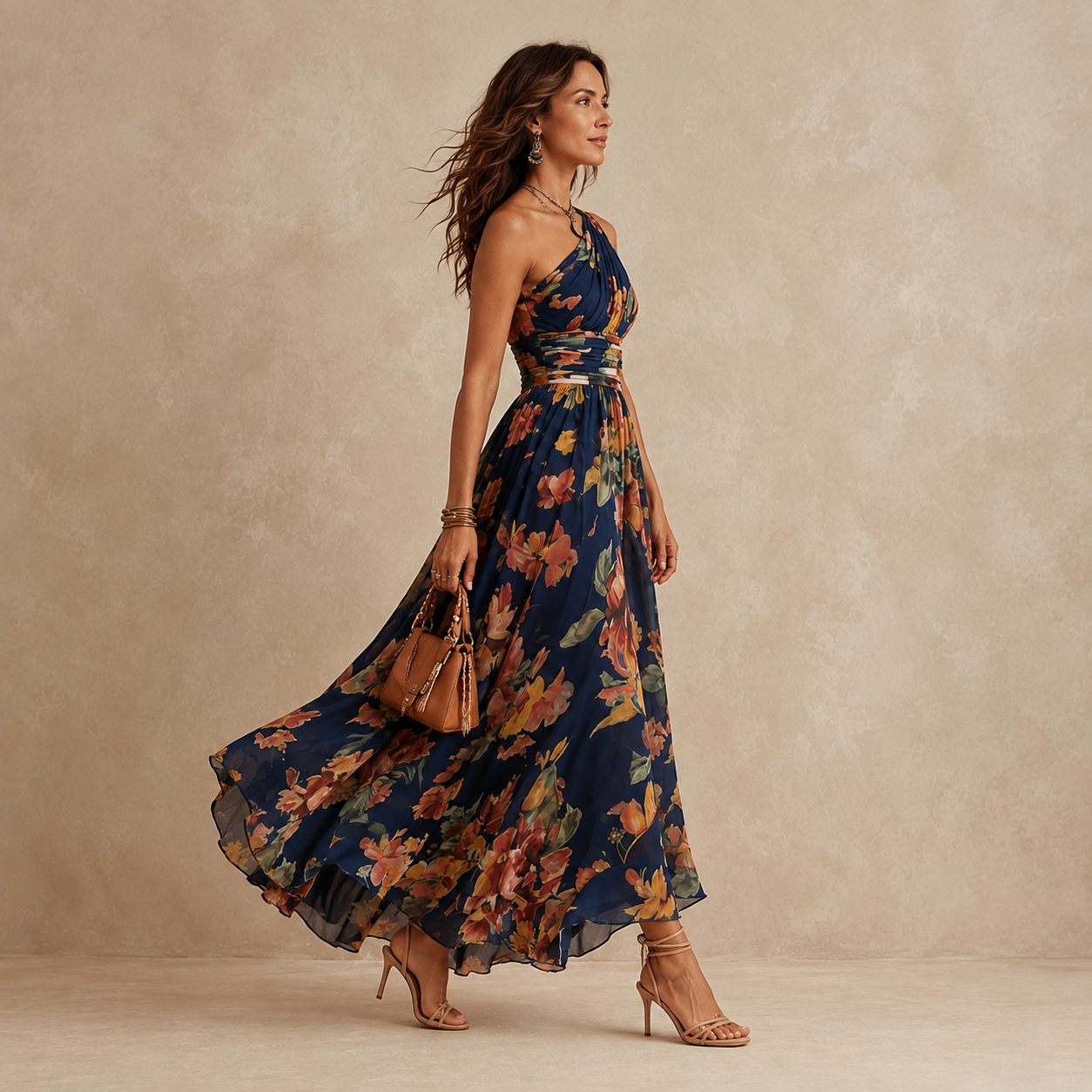 Celeste | Maxi Floreale a Spalla Unica
