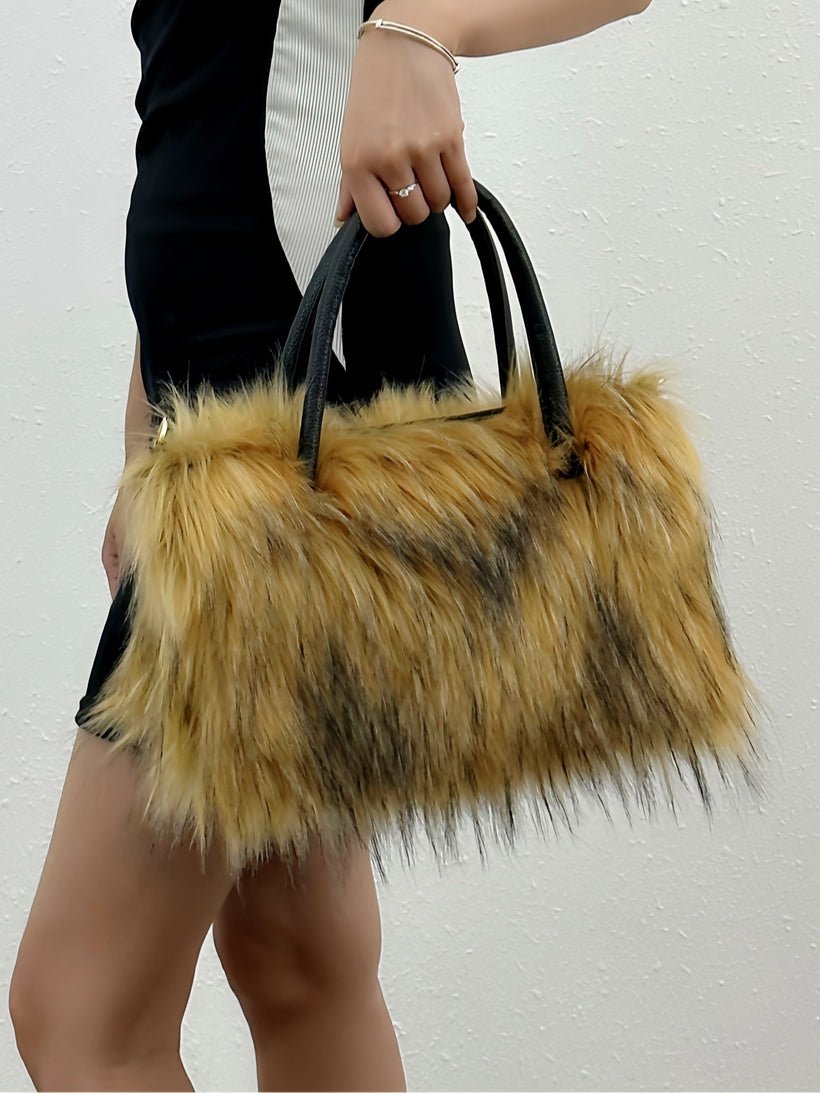 Borsa a tracolla alla moda in peluche con catena