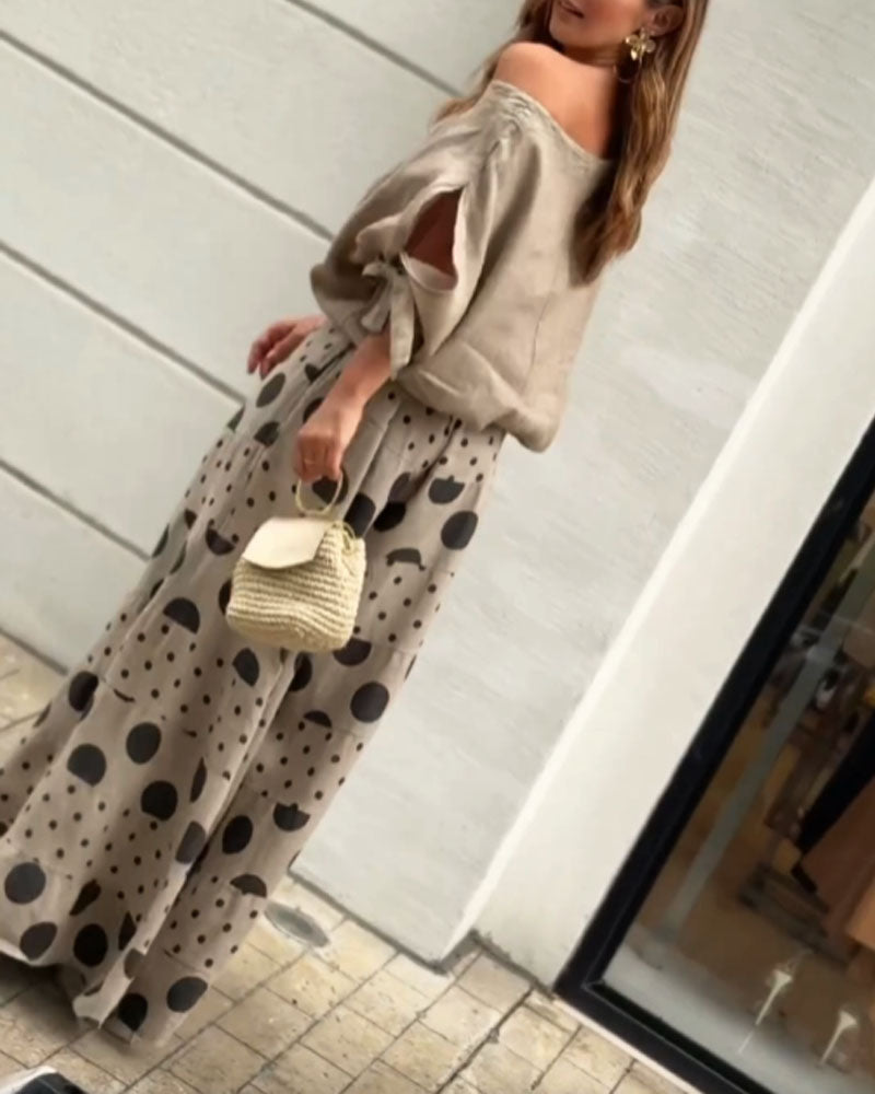 Simonetta | Coordinato Top Spalle Morbide + Pantalone Stampato