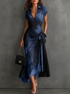 Rosanna | Abito midi avvolgente blu e nero