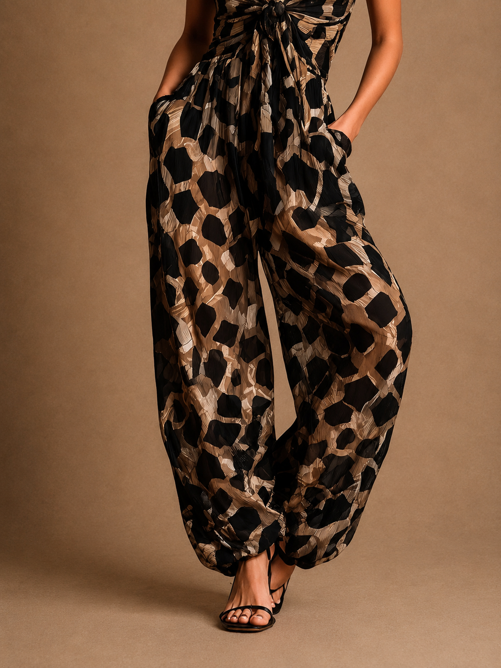 Selene | Tuta lunga in chiffon animalier