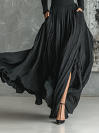 Set Gonna Plissettata e T-shirt a Maniche Lunghe Nera per Donna MDA1366H1Y