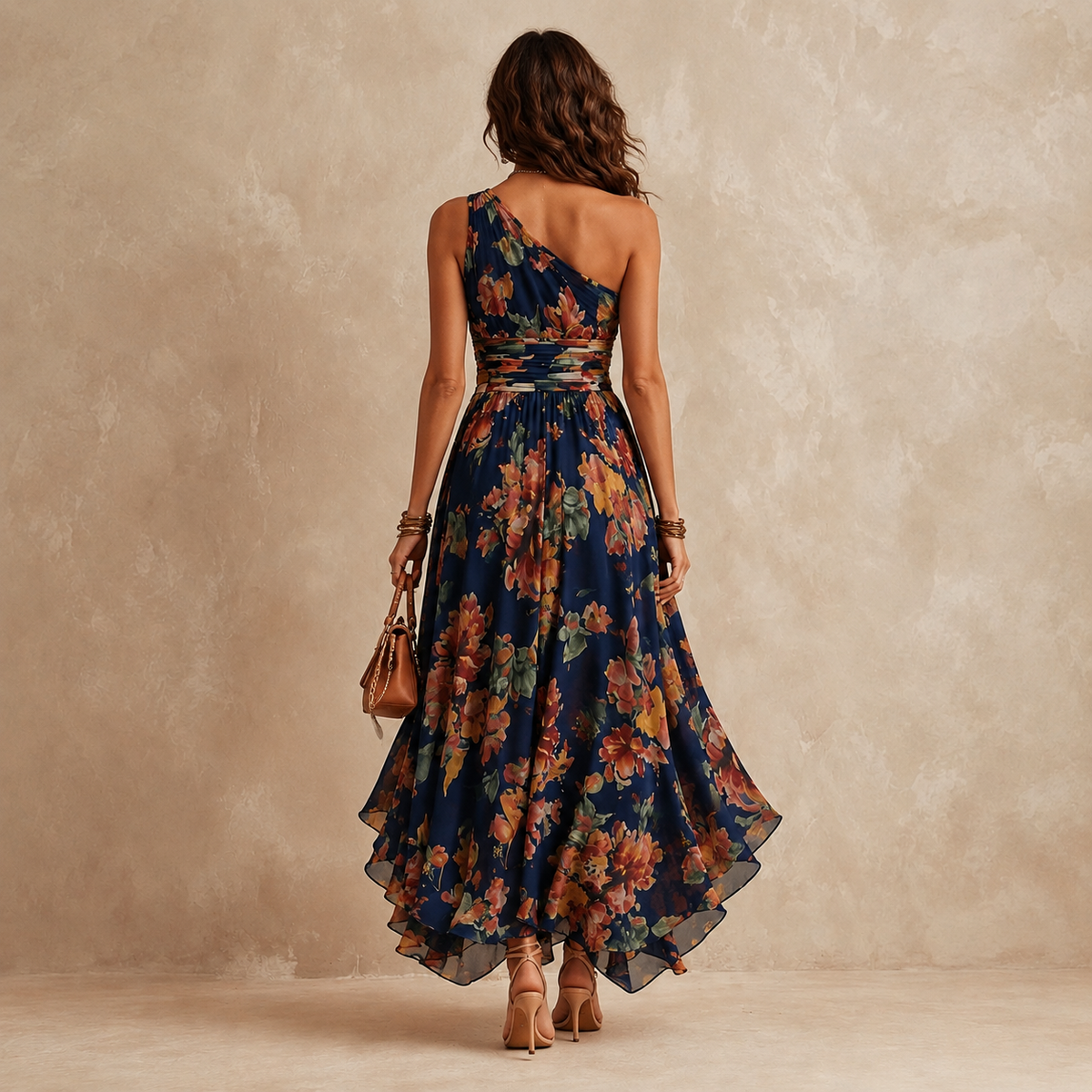 Celeste | Maxi Floreale a Spalla Unica