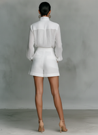 Alessandra — Completo camicia bianca + shorts coordinati