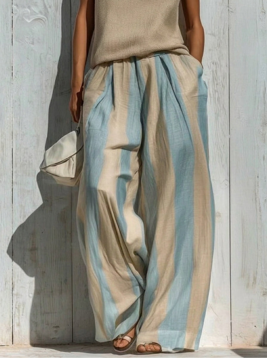 Paola | Top senza maniche e pantaloni a righe larghe