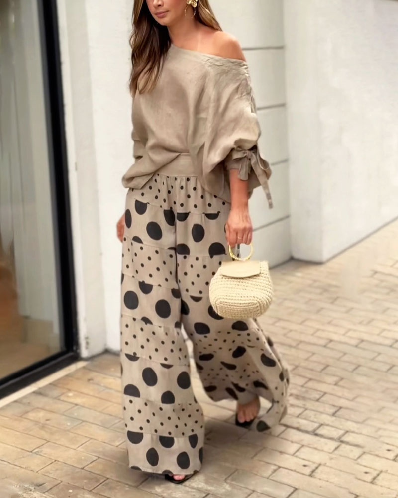 Simonetta | Coordinato Top Spalle Morbide + Pantalone Stampato