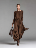 Set gonna e maglione lavorato a maglia con scollo rotondo da donna MDA0737H3Y