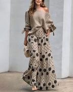 Simonetta | Coordinato Top Spalle Morbide + Pantalone Stampato